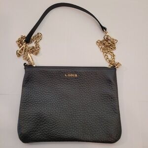 Lodis Emily 5-in-1 Convertible Crossbody Designer Bag Black Pebbled Leather Gold